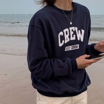 캐주얼 여성 레터링 맨추맨 치셔츠 데일리 룩