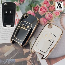 바이어블 쉐보레 차량용 TPU 스마트키 폴딩키 키케이스 키홀더 / 크루즈 라세티 아베오 트렉스 말리부 알페온, 06. 2버튼 A타입 (VA-TA48), 화이트골드