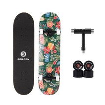 Boilgon 초보자를 위한 78.7cm(31인치) 컴플리트 스케이트보드 | 크루징을 위한 엑스트라 소프트 휠 | 맞춤형 라이딩 스타일을 위한 추가 스케이트 도구(입체파), Forest