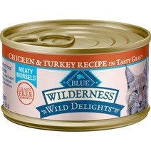 Blue Buffalo Wilderness Wild Delights 치킨 칠면조 맛있는 그레이비 그레인 프리 고양이 사료 통조림, 3-oz case of 24 bundl 1