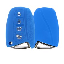 자동차 그랜져HG 현대 4버튼 실리콘 스마트키케이스 키홀더 키링, 블루