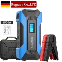 Rugravy긴급출동1500A 1초 카스타터 차량 점프케이블 휴대용 시동 스타터 LED 램프 보조배터리, 1500A