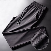 남성 여름 아이스 실크 바지 메쉬 통기성 남성 캐주얼 얇은 바지 스포츠 슬림 바지 느슨한 바지