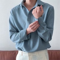 남자 댄디룩 봄남방 반오픈 긴팔 셔츠