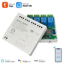 스마트스위치 누워서불끄기 자동조절 Tuya-4 채널 스마트 와이파이 블루투스 무선 건식 접촉 릴레이 스위치 모듈 앱 RF 원격 제어 알렉사 구글 홈 호환, [01] Switch only
