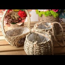 왕골 해초 꽃바구니 마끈 바구니 꽃꽂이 어버이날 카네이션 국산 도매, 미니 행잉 바구니