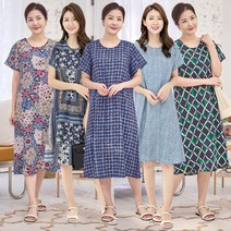 우일인견 여성용 인견 패턴 반팔 소매 원피스 L XL 2XL