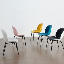 Gubi Beetle Chair PP재질 티타늄 다리 구비비틀스툴, 옐로우 PP 재질-블랙 프레임