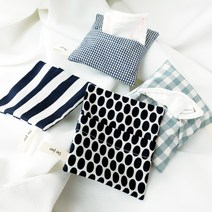 [제로웨이스트] 뻬르끌로 소창 손수건 4장 + 모던 파우치 Set, 스트라이프