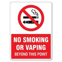 No Smoking Or Vaping Beyond This Point 표지판 위생 금연 금속 주석 30.5x40.6cm 12x16인치 주의 위험 안전 보안 경고 알림, 8