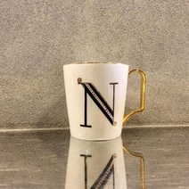 위플립 골드라인 이니셜 엔틱 머그컵 세트, 1개, N