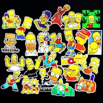 심슨스티커 캐리어 노트북스티커 아이패드 자전거 감성캠핑 리무버블 방수 캐릭터스티커, 심슨 - 25장 A