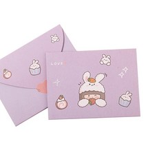 호환 악세서리 귀여운 감사 카드 봉투 인사말 동물 만화 편지 필기 종이 초대장 생일 소원 엽서, 02 08
