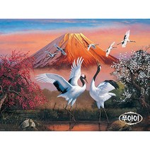 푸아이 보석십자수 캔버스형 or 패브릭형 40x50 3D 후지산과 두루미 DIY 큐빅