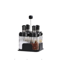 Xi Bi Mi Yuan 맥고나걸 시즈닝 보틀 양념통세트 블랙, 양념통 250ml 4개 + 거치대, 1개