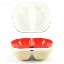 셀럽하우스 멜라민 반반 나눔 짬짜면 그릇 24.7x20cm 4호 화이트