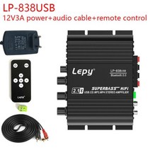Lepy LP-838 미니 디지털 하이파이 자동차 파워 앰프 2.1CH 서브우퍼 스테레오 베이스 오디오 플레이어 1, 04 LP-838USB black