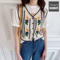 [올리비에클로짓(OLIVIERs CLOSET)] [올리비에스클로젯] 에스닉 뜨개 자수 니트