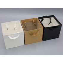 정사각형 무지 종이가방 쇼핑백 케이크 화분 선물용 종이백, 블랙