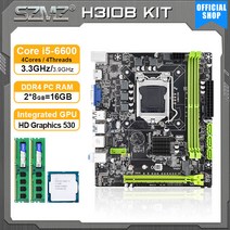 SZMZ H310 마더보드 Lga 1151 키트 코어 i5 6600 프로세서 및 16GB DDR4 메모리 HD 그래픽 530 Placa Mae, 01 마더 보드