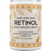 Simplified Skin 2.5% 레티놀 크림 페이스 모이스처라이저 주름 및 여드름용 비타민 E 및 히알루론산 포함 - 아이 크림 - 안티에이징 페이셜 스킨 케어 제품 - 나이, 50ml, 1개
