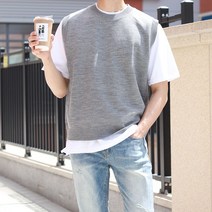 남자 라운드 조끼 캐주얼 패션 니트 봄 조끼