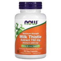 나우푸드 NOW Foods 밀크시슬 익스트렉 멕시멈 스트렝스 750mg 90 베지캡슐 밀크씨슬 실리마린, 90 Count