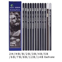 12pcs/Set Professional Wooden Sketch Pencils Graphite Art Manual 12B10B 8B 7B 6B 5B 4B 3B 2B Draw Pe, Pencil-set2x12