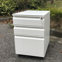 사무용수납가구 강철제 이동수납장 사무실테이블 아래수납장 3단서랍 이동 철재 문서 수납작은 자물쇠달린캐비닛 침대헤드 낮은수납장, C01-08mm, T14-화이트색 거위목 손으로당기기
