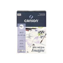 캔숀 이매진 믹스미디어 스케치북 스프링패드 200g, A4 210x297mm 30매 CA006-SPA4