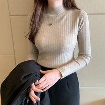 감성갤러리 여성 겨울 짱짱한 스판 골지 터틀넥 긴팔티셔츠 S-C017