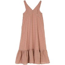 브이넥원피스 보헤미안스타일 에스닉 여름 체크 데일리 브이넥 빈티지 민소매 롱 원피스