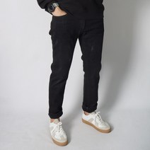 겨울 남자 스판 기모 청바지 진청 블랙진 일자 데미지워싱 빅사이즈