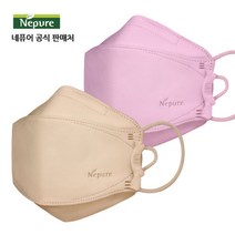 네퓨어 프리미엄 KF94 대형 황사 미세먼지 끈조절 컬러 마스크, 프리미엄 KF94 연한황색+분홍색 30매씩