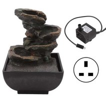 실내분수 미니연못 분수대가습 테이블 탑 물 분수 내구성 수지 4 층 LED 라이트 폭포 사운드 데스크 홈 오, 02 UK 220V