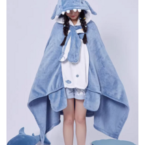 겨울 담요 겨울 망토담요 2022 2023 망토담요 담뇨루나의 멋진 같은 상어 에어컨 기저귀 숄 케이프 후드 잠옷 맨틀