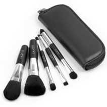 Brush Master 여행용 메이크업 브러시 세트 파우치 포함 5피스 더블 엔드 휴대용 미니 화장품 키트 파운데이션 아이섀도우 립 블러쉬 전문가용