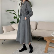 다잇템 여자 보우 고무줄 카라넥 나일론 롱원피스