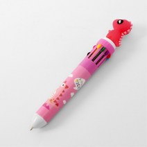 키알리 다색 10색 볼펜 캐릭터 귀여운 공룡 볼펜 멀티펜 (0.7mm) 3개, 색상, 핑크