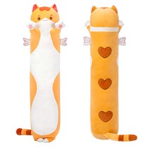 동물 쿠션 바디필로우 긴 고양이 베개 귀여운 오렌지 부드러운 봉제 새끼 바디 수면 소녀용 선물 장난감, 2.354in90cm