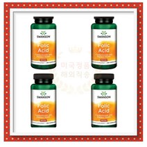 Swanson 스완슨 폴산정 폴릭에씨드 엽산 Folic Acid 800mcg 250정 4개