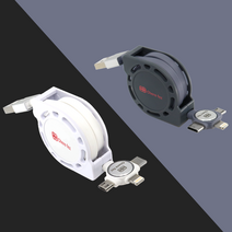 3in1 멀티 LED 3.0 QC 고속충전 케이블 (5핀/8핀/C타입 일반형/릴타입), 진그레이, 일반형
