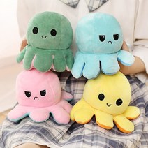 문어 인형 리버시블 감정 반전 양면 애착 20cm 4종, 1양면문어인형-주황