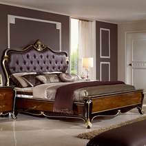 유캐슬 벤티 엔틱 원목 가죽 킹침대 B타입, 단품