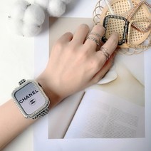 애플워치 큐빅 케이스 6 5 3 se 메탈 실버 베젤링 강화유리 보호 범퍼 풀커버 케이스, 44mm