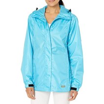 Solstice Apparel 여성용 테이프 레인 재킷 블랙 미디엄, Large, Cyan Blue