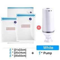 가정용 산업용 진공포장기 진공포장기계 재사용 가능한 진공 식품 보관 지퍼 가방 세트 전기 휴대용 진공 실러 펌프 가방 충전식, 15pcs 가방 펌프 세트