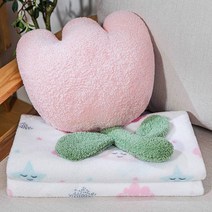 록신 ins튤립 꽃 베개 이불 이중 목적 사무용 담요 베개, 핑크