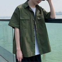 깔끔한 밀리터리풍 남성 포켓 반팔 셔츠 남방 2컬러