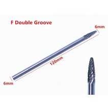 1pcs 6x6x120mm 긴 텅스텐 카바 이드 burrs dremel 연 삭 철강 나무 삭에 대 한, [15] F Double Groove
